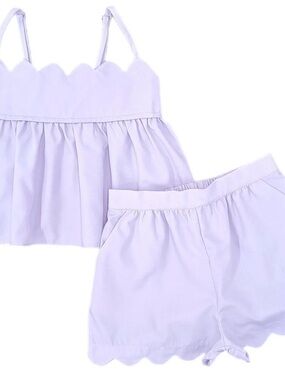 Be Elizabeth by James & Lottie Girls Scalloped Shorts Set Lavender size 10 NWT